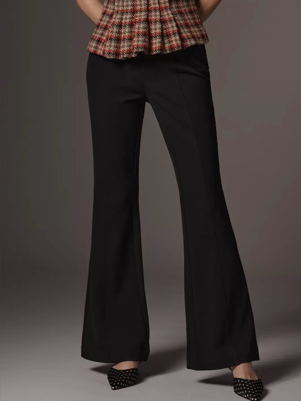 Anthropologie Maeve Off Duty Mid Rise Flare Pants Black Women’s Size 6